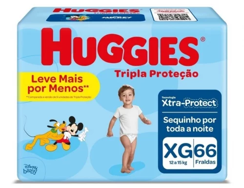 Fraldas Huggies Tripla Proteção XG com 66