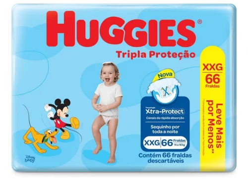 Fraldas Huggies Tripla Proteção XXG com 66