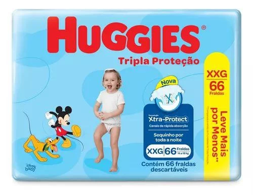 Fraldas Huggies Tripla Proteção XXG com 66