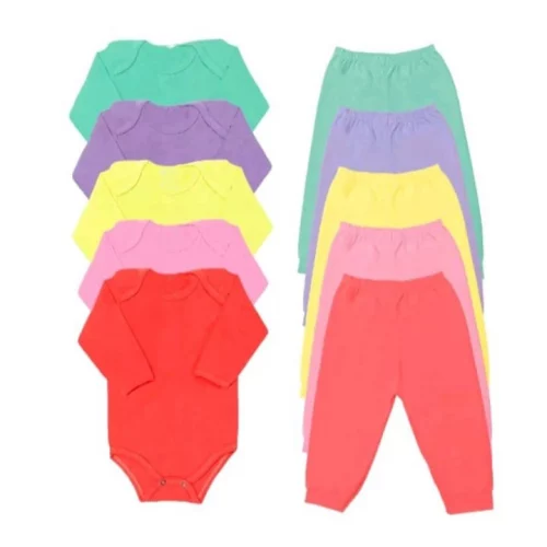 Kit 10 Roupinhas De Bebê (5 Bodies + 5 Mijões/Calça) 100% Algodão