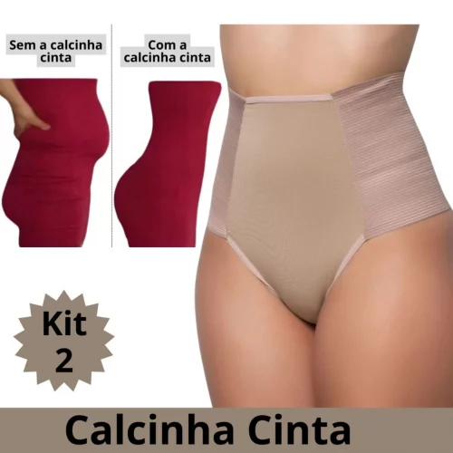 Kit 2 Calcinha Cinta Modeladora Cós Alto  - Manu