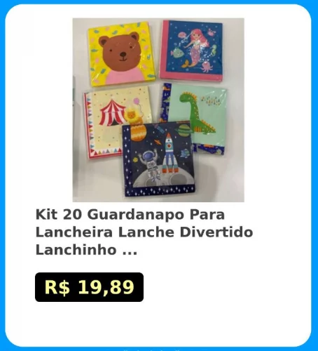 🛍Kit 20 Guardanapo Para Lancheira Lanche Divertido Lanchinho Guardanapo de f...
