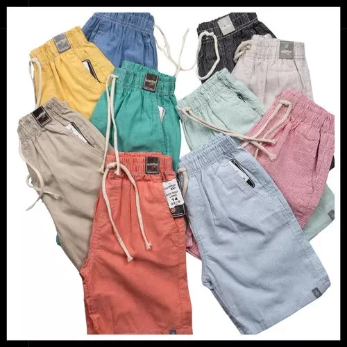 Kit 3 Bermudas Infantis Linho (2 ao 16)