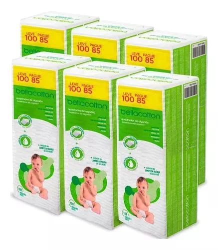 Kit 6 Quadrados De Algodão Bellacotton Para Bebê - 600 Unids