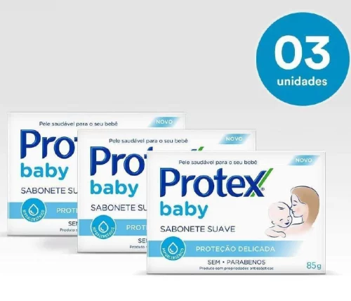 Kit Sabonetes em Barra Protex Baby Delicate Care 85g com 3 Unidades