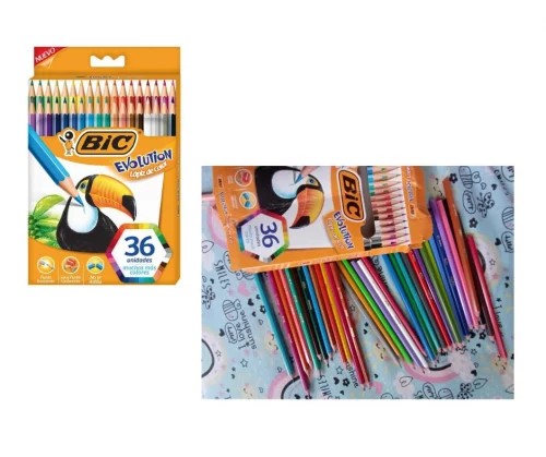 Lápis de Cor Sextavado BIC Evolution, 36 Cores Vivas e Intensas