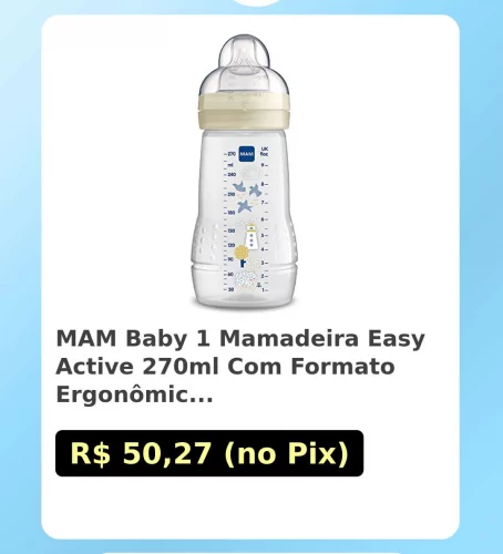 🛍️MAM Baby 1 Mamadeira Easy Active 270ml Com Formato Ergonômico e Fácil de Se...