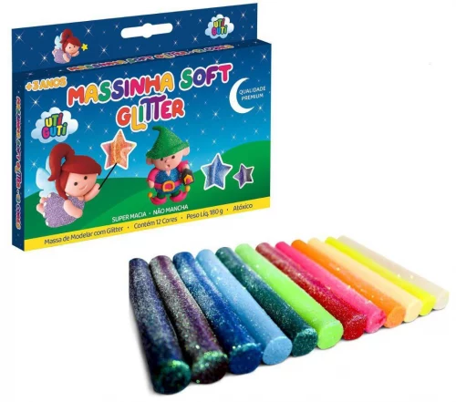 Massa de Modelar Uti Guti Glitter 12 Cores
