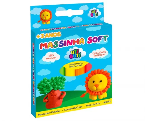 Massinha Soft para Modelar Colorida em Estojo, Tradicional, Uti Guti 6 Cores