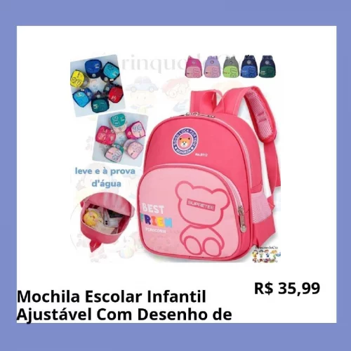 🔥 MOCHILA ESCOLAR INFANTIL AJUSTáVEL COM DESENHO DE ANIMAL / JARDIM DE INFâNCIA MENINA JORGESTORE