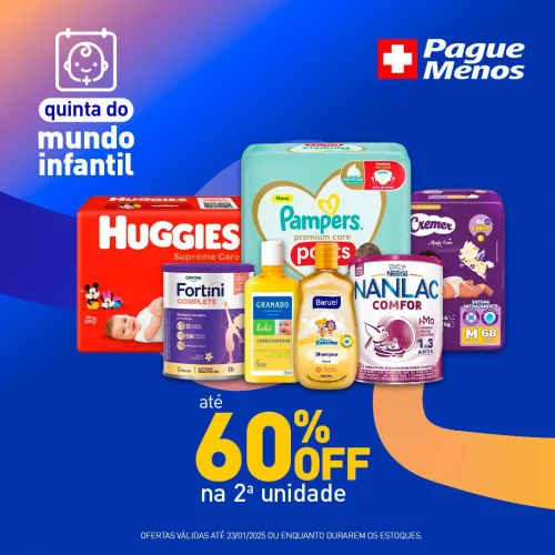 Mundo Infantil em promoção na Pague Menos! 💙💜