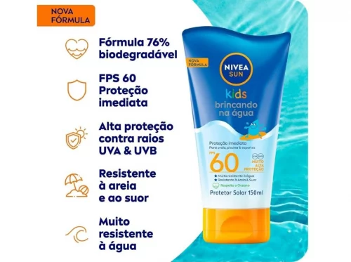 NIVEA SUN Protetor Solar Kids Brincando na Água FPS 60 150ml