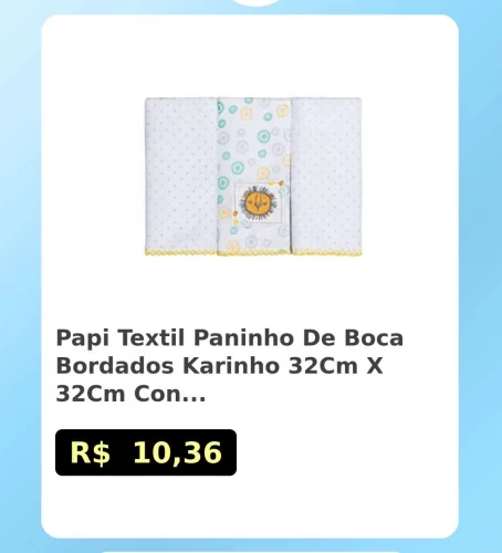 🛍️Papi Textil Paninho De Boca Bordados Karinho 32Cm X 32Cm Contem 03 Un