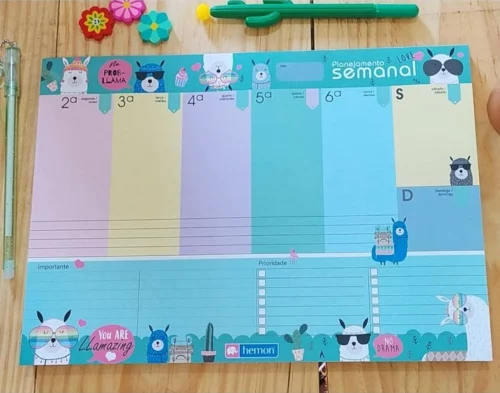 Planner Semanal A4 Hemon Lhama 36 Folhas