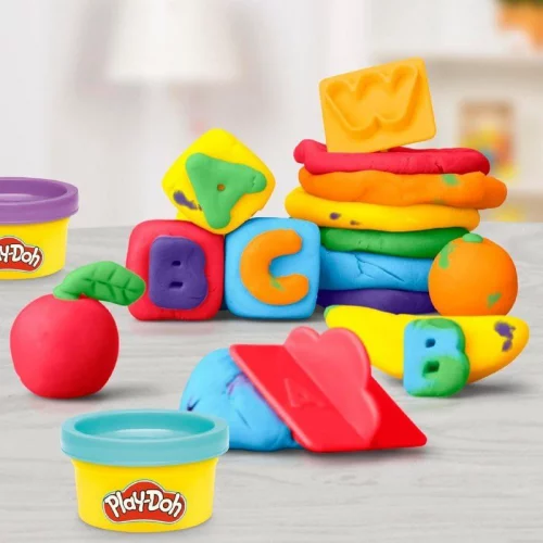 Play-Doh Conjunto de Massinha Letras, kit com 6 potes de massa de modelar e acessórios