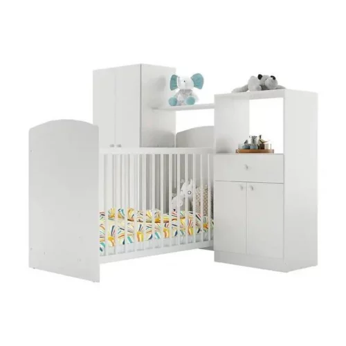 Quarto de Bebê Completo com Berço Guarda-roupa e Cômoda Multimóveis
