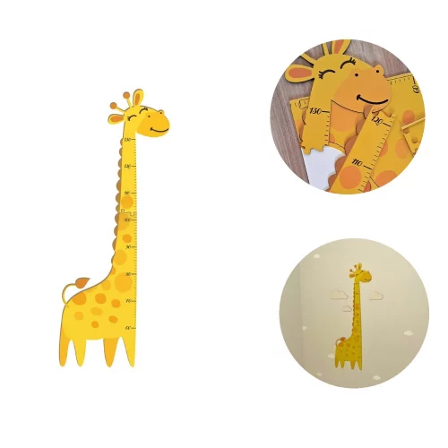 Régua de Crescimento Infantil Girafa Bebê Animais Quarto