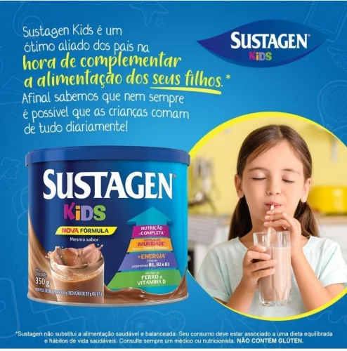 Sustagen Kids Complemento Alimentar Sabor Chocolate - Lata 350G