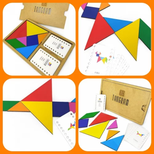 Tangram de Madeira Versão Box de Luxo Educativo Mia Gato Brinquedos