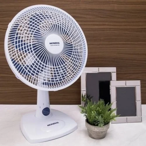 Ventilador de Mesa Mondial Maxis V30MXW 30cm com 6 pás, 3 velocidades e 50W – Branco / Azul