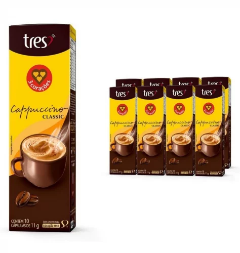 3 Corações Cápsula Cappuccino Classic TRES - 80 unidades