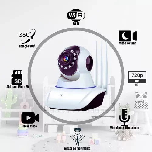Babá Eletrônica Câmera Wifi e Sem Fio - Visão Noturna e Microfone