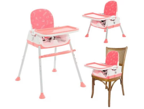 Cadeira de Alimentação Bebê Portátil Zest 3 em 1,Cinto de 3 pontos, Apoio para os Pés(Até 23kgs), Maxi Baby  Rosa