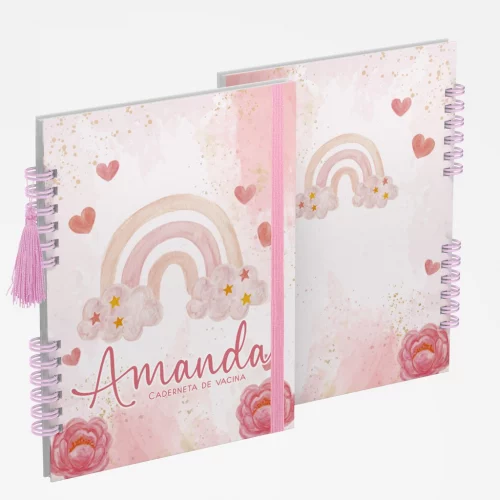 Caderneta de Saúde Vacina Personalizada Menina Arco Iris 1