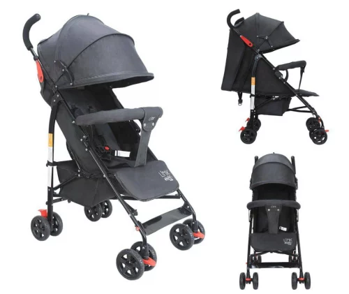 Carrinho de Bebê Guarda Chuva Modo Berço Link Até 15kgs Maxi Baby - Preto/Cinza