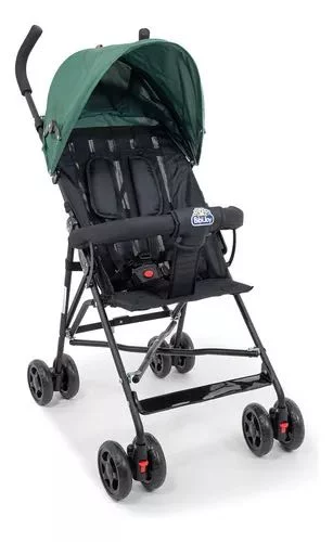 Carrinho De Bebê Passeio Guarda Chuva Mega Compras Cor Verde Chassi Preto