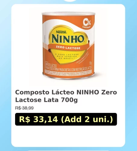 🛍️Composto Lácteo NINHO Zero Lactose Lata 700g