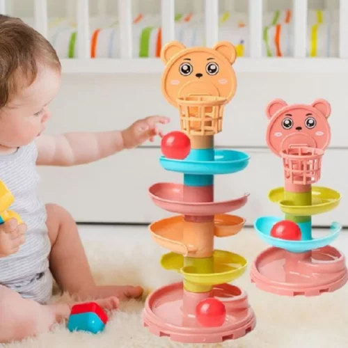Conjunto de Brinquedos de Bola Rolante para Aprendizado e Entretenimento de Crianças com Pai