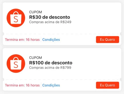 CORRE, CUPOM DA SHOPEE!