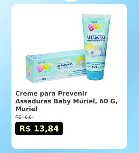 🛍️Creme para Prevenir Assaduras Baby Muriel, 60 G, Muriel