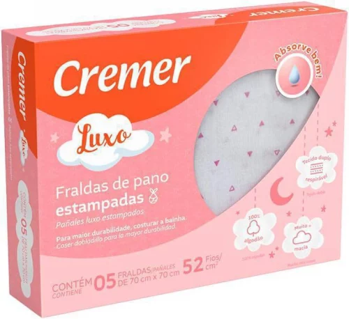 Cremer Fralda Luxo Estampa Feminina Pc Com 5 Unidades