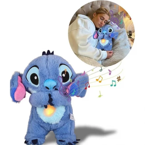 【Envio em até 24 horas】27cm Stitch Que Respira Boneca De Pelúcia Com Sensoriais Luzes Musicais