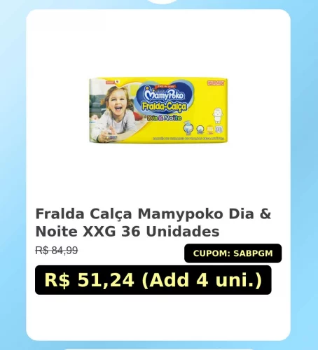 🛍️Fralda Calça Mamypoko Dia & Noite XXG 36 Unidades