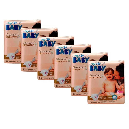 Fralda Carrefour My Baby Soft & Protect G com 156 Unidades