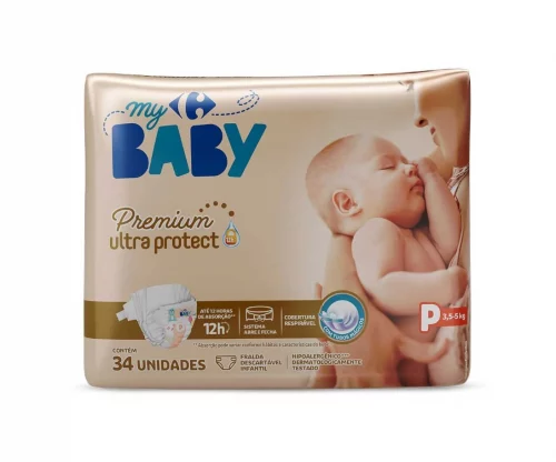 Fralda Carrefour My Baby Soft & Protect P 34 Unidades