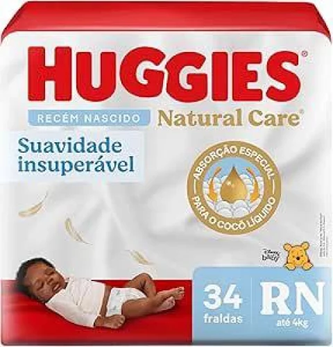 Fralda Huggies Natural Care RN com 34 Unidades