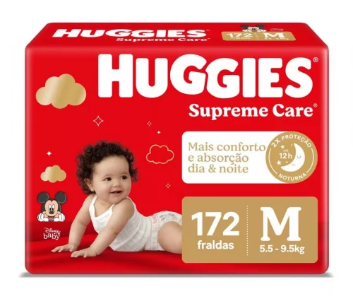Fralda Huggies Supreme Care M 172 unidades