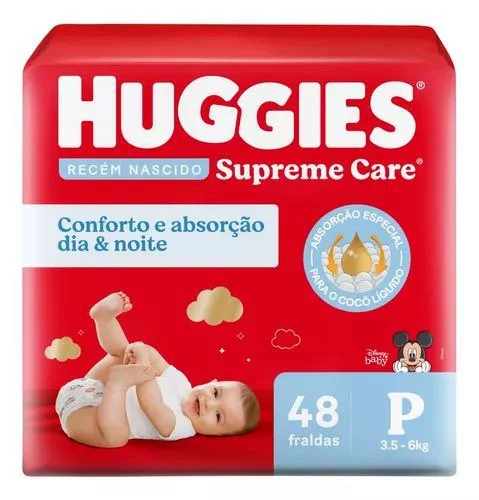Fralda Huggies Supreme Care P com 48 unidades