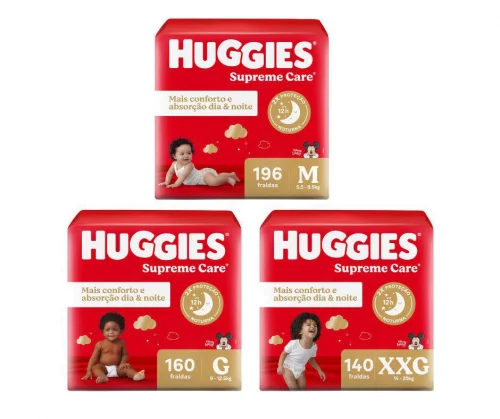 Fralda Huggies Supreme Care Pacotão