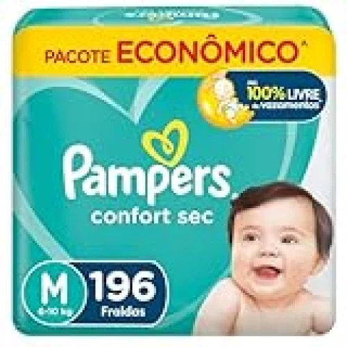 Fralda Pampers Confort Sec M 196 Unidades, Pampers