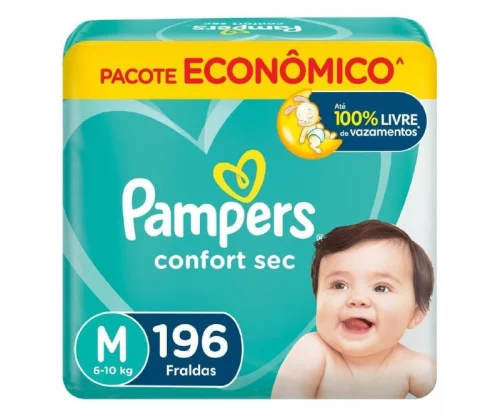 Fralda Pampers Confort Sec M 196 Unidades
