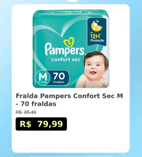 🛍️Fralda Pampers Confort Sec M - 70 fraldas