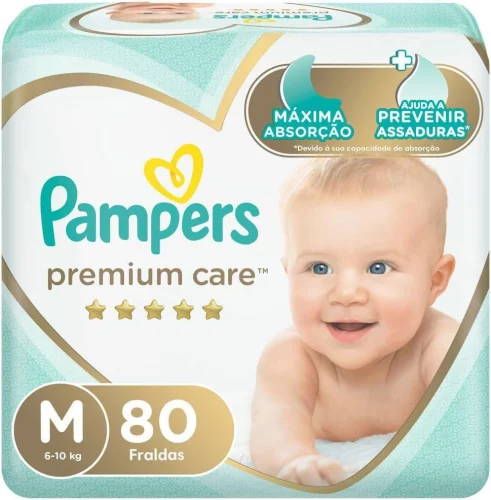 Fralda Pampers Premium Care Fita M 80 unidades