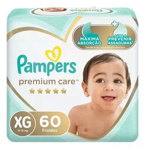 Fralda Pampers Premium Care Xg com 60 unidades