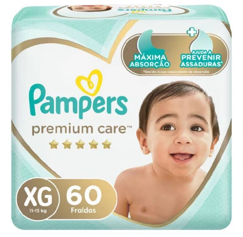 Fralda Pampers Premium Care XG com 60 unidades