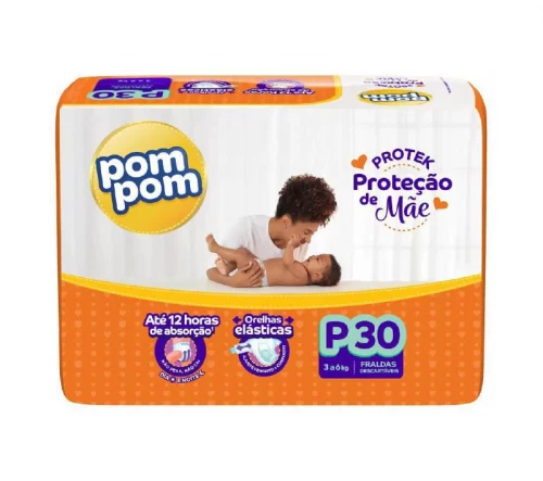 Fralda Pom Pom Proteção de Mãe Jumbo P 30Un
